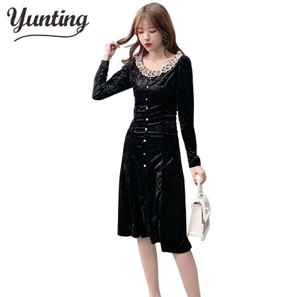 casual dresses 2021 vintage gold velvet autumn winter xl plus size long sleeve midi dress elegant women a-line party vestidos, Black;gray
casual dresses 2021 vintage gold velvet autumn winter xl plus size long sleeve midi dress elegant women a-line party vestidos, Black;gray