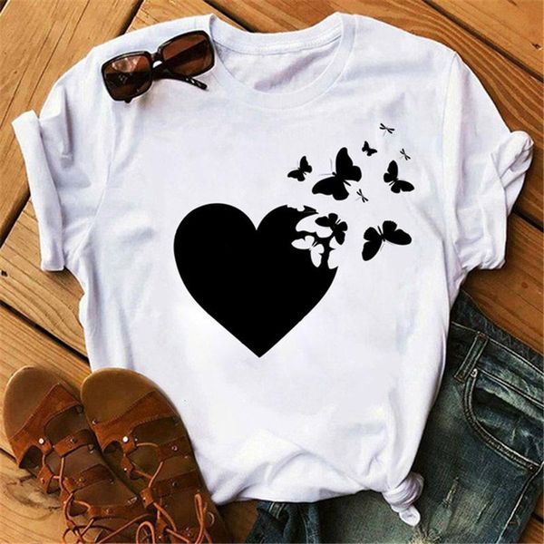 women's t-shirt fashion women t shirt black heart butterfly printed female harajuku tee shirts love ladies graphic, White
women's t-shirt fashion women t shirt black heart butterfly printed female harajuku tee shirts love ladies graphic, White