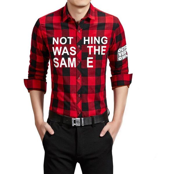 autumn winter men's plaid long-sleeved shirt fashion slim letter printing casual camisa masculina shirts, White;black
autumn winter men's plaid long-sleeved shirt fashion slim letter printing casual camisa masculina shirts, White;black