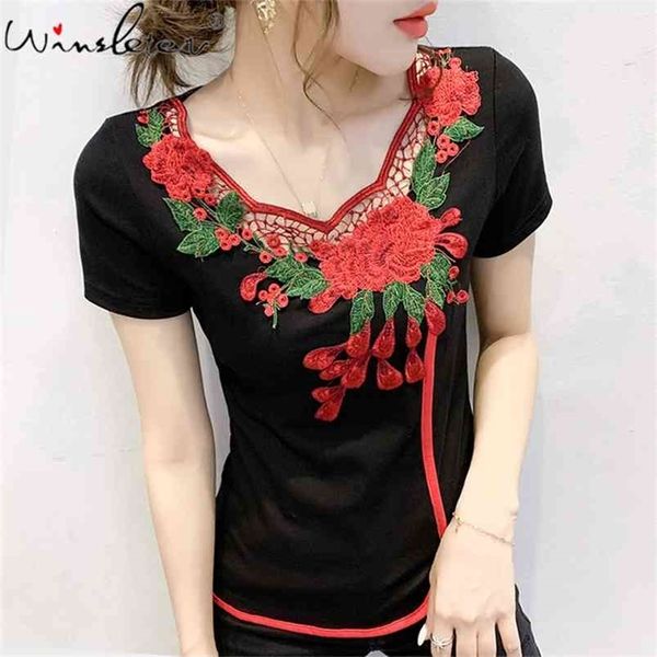 women cotton t-shirts short sleeve o-neck tee summer chinese floral embriodery design for show t03607b 210421, Black;gray
women cotton t-shirts short sleeve o-neck tee summer chinese floral embriodery design for show t03607b 210421, Black;gray