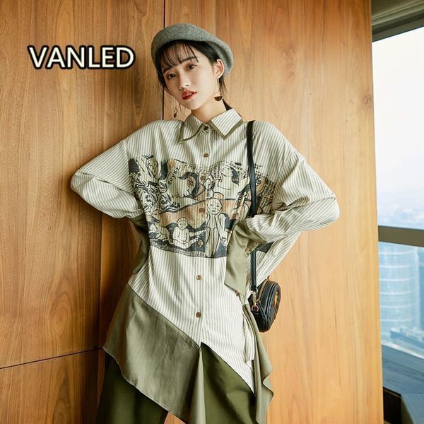 women's blouses & shirts women stripe print long sleeve notched collar loose vintage new spring 20a0, White
women's blouses & shirts women stripe print long sleeve notched collar loose vintage new spring 20a0, White