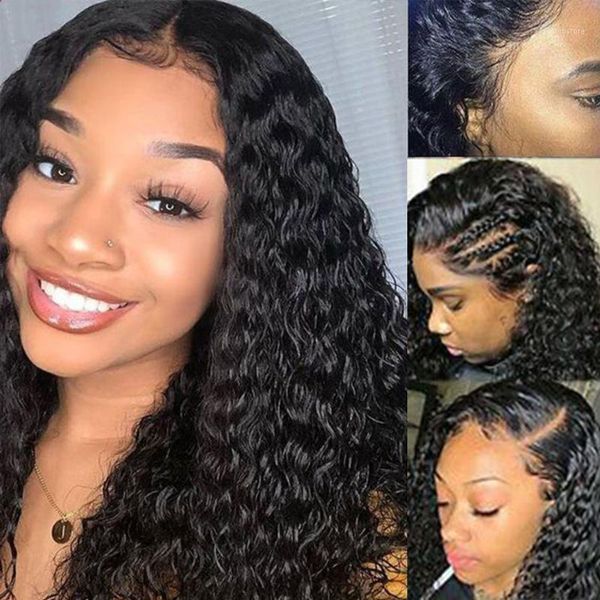 water wave 13x4 lace front wig brazilian human hair wigs pre plucked hd transparent frontal for black women1, Black;brown
water wave 13x4 lace front wig brazilian human hair wigs pre plucked hd transparent frontal for black women1, Black;brown