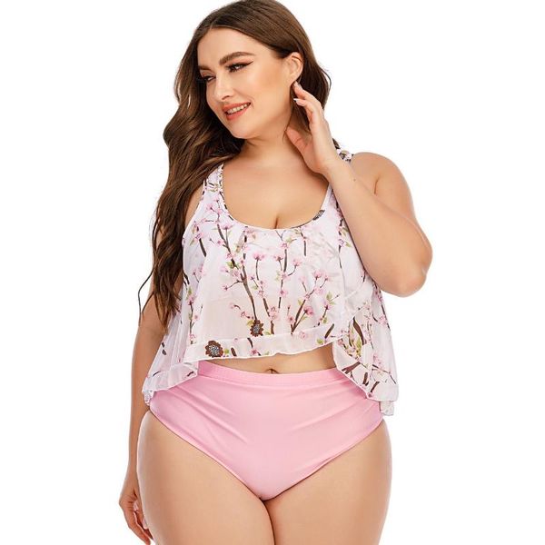 women's swimwear 2021 swimsuit high waist large conservative printed ruffle bikini 2 piece set women plus size, White;black
women's swimwear 2021 swimsuit high waist large conservative printed ruffle bikini 2 piece set women plus size, White;black