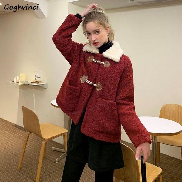 women's wool & blends women winter patchwork faux lambswool loose harajuku korean short-style students warm woolen horn-button coats ch, Black
women's wool & blends women winter patchwork faux lambswool loose harajuku korean short-style students warm woolen horn-button coats ch, Black