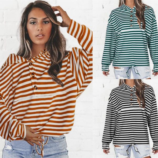 women's hoodies & sweatshirts 2021 autumn winter striped long-sleeved hooded street hipster round neck sweatshirt loose button pullover, Black
women's hoodies & sweatshirts 2021 autumn winter striped long-sleeved hooded street hipster round neck sweatshirt loose button pullover, Black