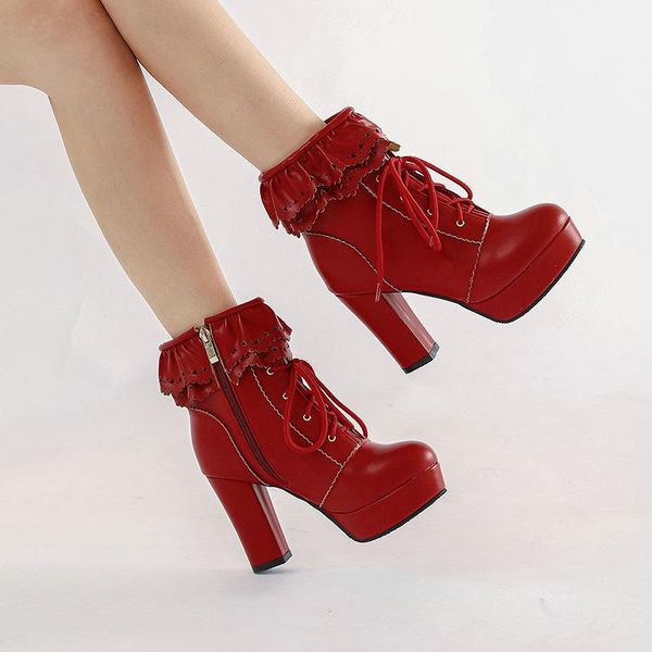 boots ladies ankle women shoes sweet lace lolita lovely cosplay platform high heels woman plus size 48, Black
boots ladies ankle women shoes sweet lace lolita lovely cosplay platform high heels woman plus size 48, Black