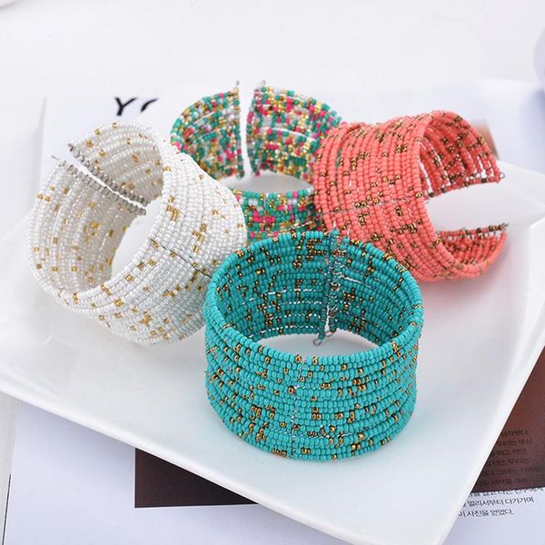 beaded, strands european and american fashion brand bohemian style multi-color rice bead opening bracelet beach essential simple bra, Black
beaded, strands european and american fashion brand bohemian style multi-color rice bead opening bracelet beach essential simple bra, Black