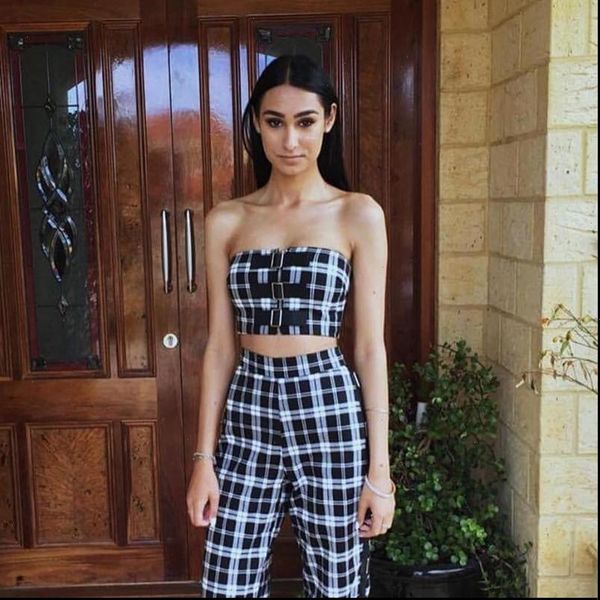 womens tracksuits women houndstooth two piece set and pant plaid strapless cropped summer female 3 pcs skirt, Gray
womens tracksuits women houndstooth two piece set and pant plaid strapless cropped summer female 3 pcs skirt, Gray