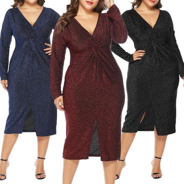 casual dresses 2021 summer dress elegant female sundress plus size women solid color long sleeve v neck chest knot front slit midi, Black;gray
casual dresses 2021 summer dress elegant female sundress plus size women solid color long sleeve v neck chest knot front slit midi, Black;gray