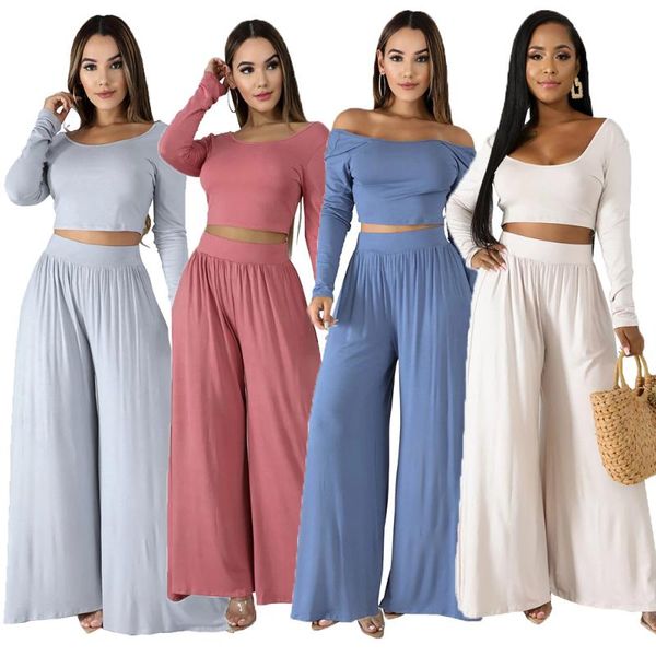 women's two piece pants fall solid long sleeves crop backless wide leg casual loose fit 2 set ladies suit, White
women's two piece pants fall solid long sleeves crop backless wide leg casual loose fit 2 set ladies suit, White
