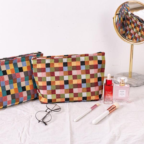 factory plaid handheld cosmetic bag portable travel fashion storage canvas bags & cases
factory plaid handheld cosmetic bag portable travel fashion storage canvas bags & cases