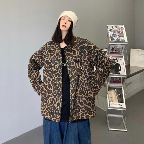 women's jackets 2021 autumn retro hong kong style fashion leopard print loose plus size all-match long sleeve coats clothing, Black;brown
women's jackets 2021 autumn retro hong kong style fashion leopard print loose plus size all-match long sleeve coats clothing, Black;brown