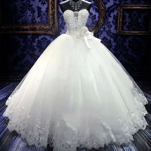 robe de mariage ball gown white wedding dresses strapless lace-up bow sash bride dress crystal beads appliques bridal gowns
robe de mariage ball gown white wedding dresses strapless lace-up bow sash bride dress crystal beads appliques bridal gowns