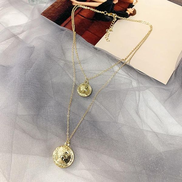 pendant necklaces lovelink vintage boho fashion multilevel gold color human head coin for women thick chain necklace jewelry, Silver
pendant necklaces lovelink vintage boho fashion multilevel gold color human head coin for women thick chain necklace jewelry, Silver