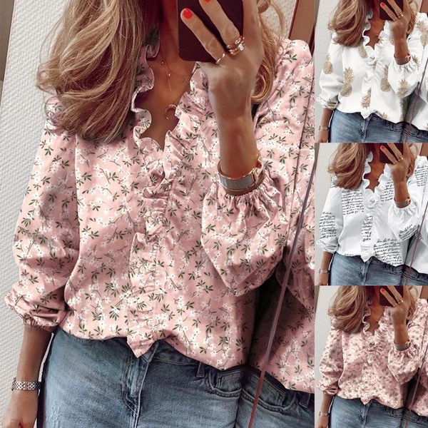 women's blouses & shirts perfectmeetu21 spring autumn women long-sleeved printed ruffled shirt floral blouse, White
women's blouses & shirts perfectmeetu21 spring autumn women long-sleeved printed ruffled shirt floral blouse, White