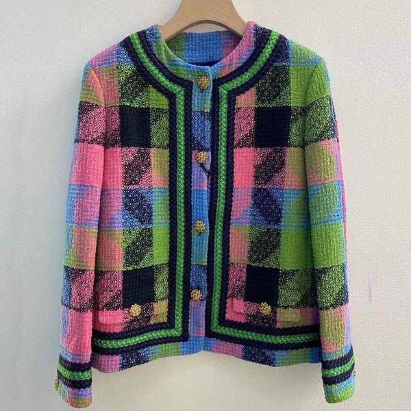 women's jackets street fashion plaid colorful jacket women knit o-neck long sleeve button elegant coat lady 2021 autumn winter, Black;brown
women's jackets street fashion plaid colorful jacket women knit o-neck long sleeve button elegant coat lady 2021 autumn winter, Black;brown