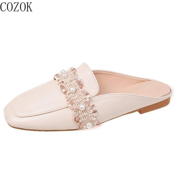 ladies baotou slippers fashion simple and elegant women's shoes upper fabric pearl decoration outdoor female half, Black
ladies baotou slippers fashion simple and elegant women's shoes upper fabric pearl decoration outdoor female half, Black