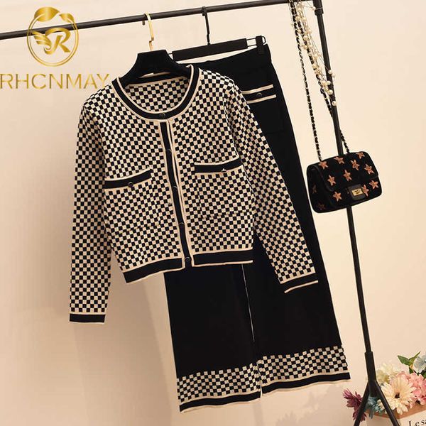 autumn suit outfits for women 2 piece set o-neck plaid cardigan wide leg pants fashion knitted two ropa mujer 210930, White
autumn suit outfits for women 2 piece set o-neck plaid cardigan wide leg pants fashion knitted two ropa mujer 210930, White
