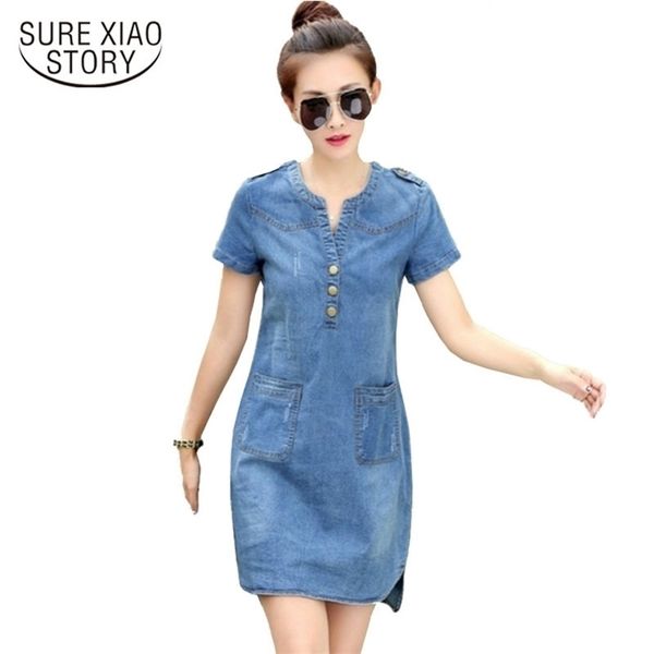 arrival summer women denim dresses short sleeves loose a-word plus sizes v-neck solid robe femme 176a 210623, Black;gray
arrival summer women denim dresses short sleeves loose a-word plus sizes v-neck solid robe femme 176a 210623, Black;gray