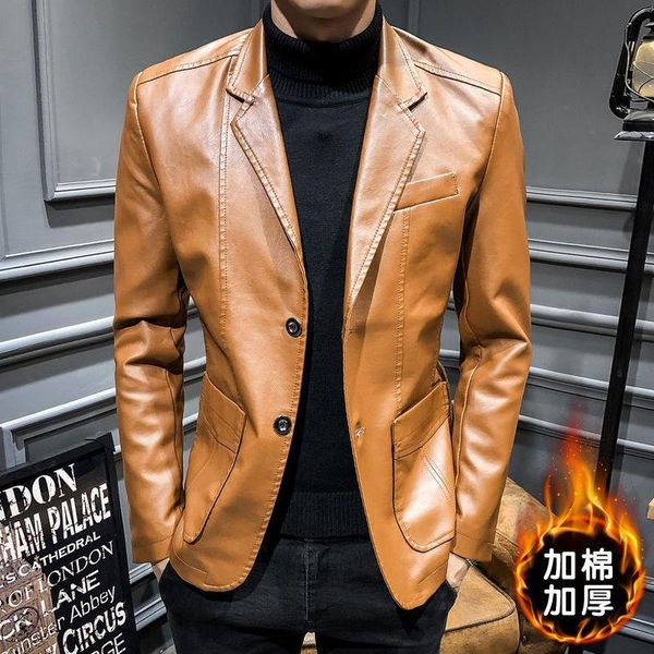 men's suits & blazers spring and autumn leather suit business casual collar coat thin slim jacket, White;black
men's suits & blazers spring and autumn leather suit business casual collar coat thin slim jacket, White;black