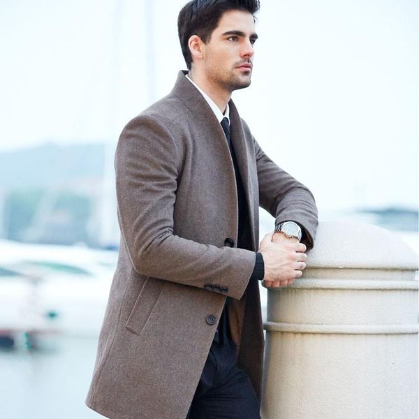 men's wool & blends single business breasted men trench coat designer casual turn-down collar woolen overcoat formal outwear, Black
men's wool & blends single business breasted men trench coat designer casual turn-down collar woolen overcoat formal outwear, Black
