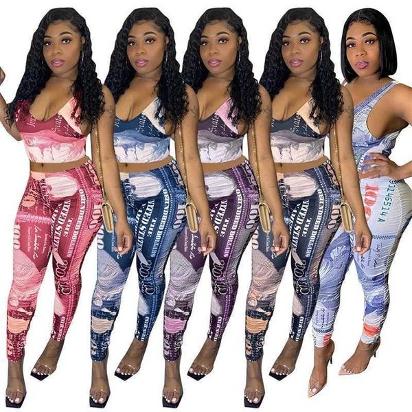selling new womens spring summer club tight vest pants outfits dollar printed two piece sets joggers set sport suit 2022, White
selling new womens spring summer club tight vest pants outfits dollar printed two piece sets joggers set sport suit 2022, White