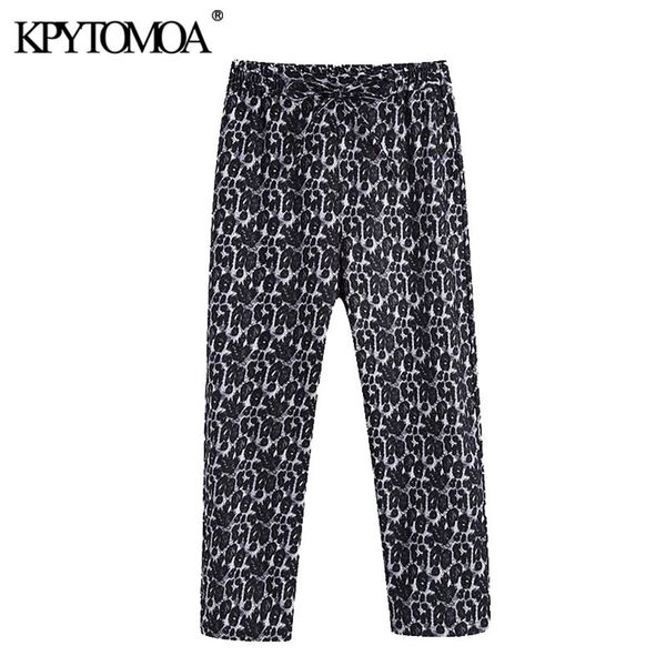 women fashion leopard print side pockets pants vintage high elastic waist drawstrings female ankle trousers mujer 210416, Black;white
women fashion leopard print side pockets pants vintage high elastic waist drawstrings female ankle trousers mujer 210416, Black;white