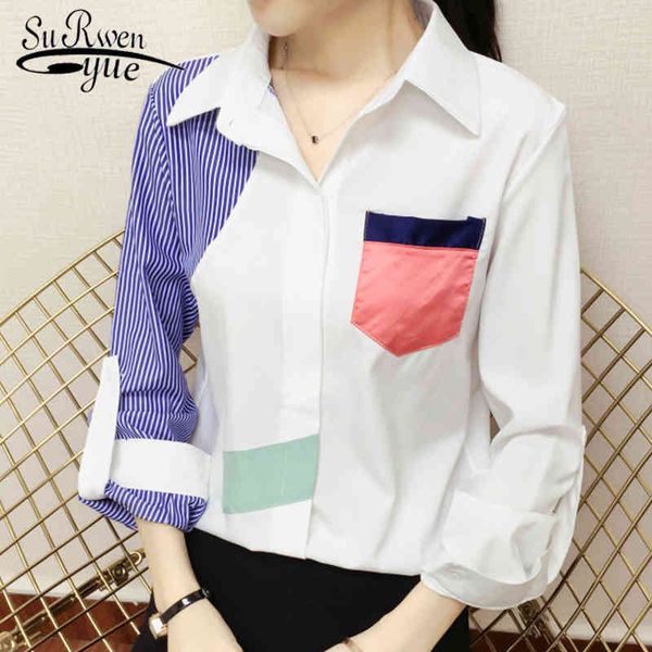 womens and blouses blusas mujer de moda korean fashion contrast stripes stitching white long sleeve shirt 6750 50 210417
womens and blouses blusas mujer de moda korean fashion contrast stripes stitching white long sleeve shirt 6750 50 210417