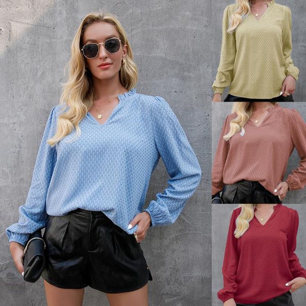 women's blouses & shirts shirt solid long-sleeve blouse 2021 autumn slim v-neck elastic puff sleeve lady t ruffle neck chemisetos, White
women's blouses & shirts shirt solid long-sleeve blouse 2021 autumn slim v-neck elastic puff sleeve lady t ruffle neck chemisetos, White