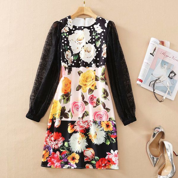 two piece dress spring floral lace sleeves printed dress vintage girly fashion runway at knee time femme casual dressing gown 92oe, White
two piece dress spring floral lace sleeves printed dress vintage girly fashion runway at knee time femme casual dressing gown 92oe, White