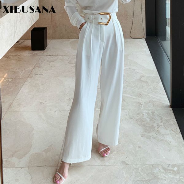 office ladies belted wide leg pants women spring autumn loose high waist elegant long suit casual female trousers 210423, Black;white
office ladies belted wide leg pants women spring autumn loose high waist elegant long suit casual female trousers 210423, Black;white