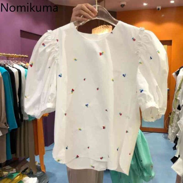 nomikuma flower embroidery puff sleeve blouse women o neck korean style shirts female summer chic blusas mujer 210514, White
nomikuma flower embroidery puff sleeve blouse women o neck korean style shirts female summer chic blusas mujer 210514, White