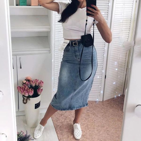 skirt elegant summer chic long denim women vintage high wasit jeans with belt plus size straight a-line pencil skirt, White
skirt elegant summer chic long denim women vintage high wasit jeans with belt plus size straight a-line pencil skirt, White
