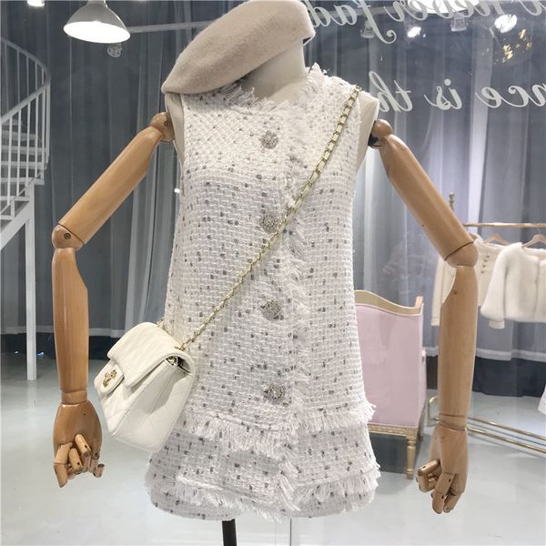 two piece dress autumn est sets sleeveless and skirts ladies fashion tassels tweed suits 2 women lobf, White
two piece dress autumn est sets sleeveless and skirts ladies fashion tassels tweed suits 2 women lobf, White