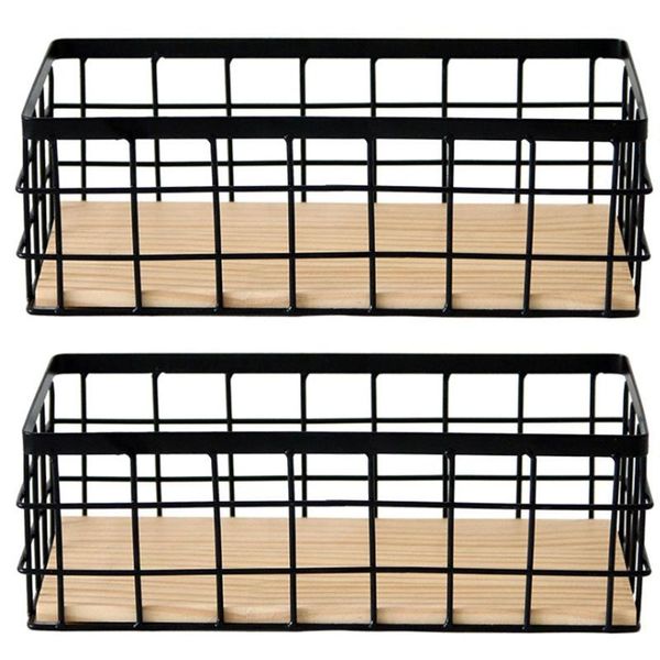 storage baskets 2x iron wall shelf with wooden board hanging basket sundries shelves holder rack home decoration
storage baskets 2x iron wall shelf with wooden board hanging basket sundries shelves holder rack home decoration