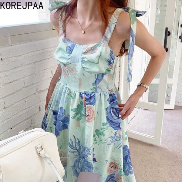 korejpaa women strap dress summer korea chic french elegant casual print design pleated waist swing suspender beach dresses 210526, Black;gray
korejpaa women strap dress summer korea chic french elegant casual print design pleated waist swing suspender beach dresses 210526, Black;gray