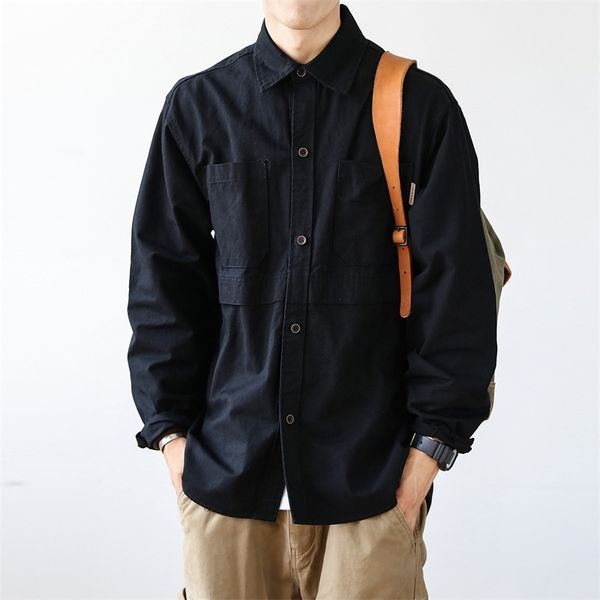 autumn 2021 new work clothes shirt men's long sleeve korean loose pocket shirt casual versatile coat fashion, White;black
autumn 2021 new work clothes shirt men's long sleeve korean loose pocket shirt casual versatile coat fashion, White;black