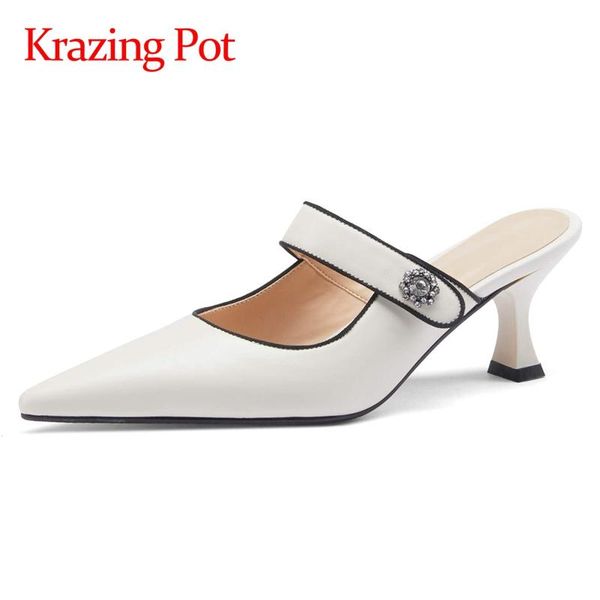 krazing pot big size genuine leather pointed toe high heels metal fasteners party young lady slip on mules sandals women l2f1 dress shoes, Black
krazing pot big size genuine leather pointed toe high heels metal fasteners party young lady slip on mules sandals women l2f1 dress shoes, Black