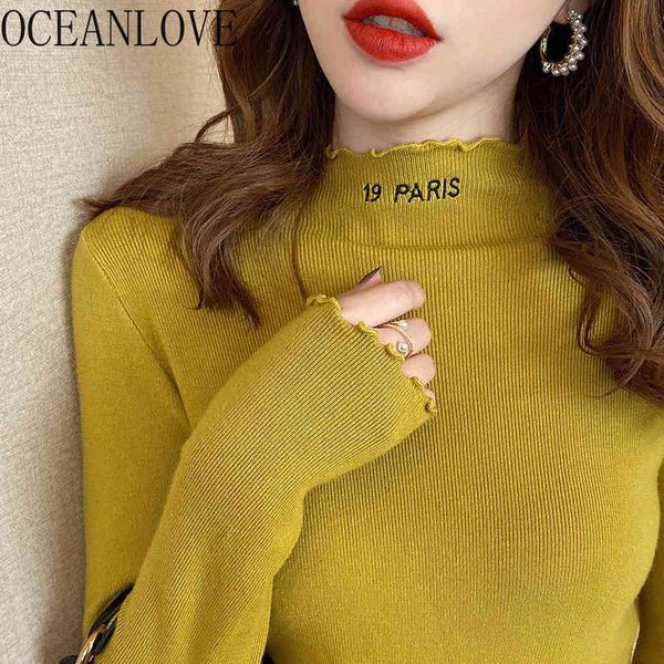 autumn embroidery women sweater letters fahsion pullovers half turtleneck elegant sueter mujer all match 17476 210415, White;black
autumn embroidery women sweater letters fahsion pullovers half turtleneck elegant sueter mujer all match 17476 210415, White;black