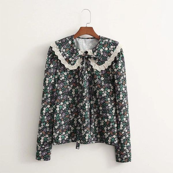 women's blouses & shirts sherouse women fashion floral printed shirt lapel collar with lace trim long sleeves round neck casual vintage, White
women's blouses & shirts sherouse women fashion floral printed shirt lapel collar with lace trim long sleeves round neck casual vintage, White