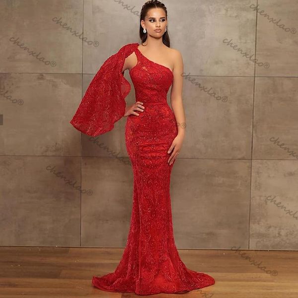 party dresses red evening mermaid one shoulder ruffles sleeve sequin appliques special gowns vestido de fiesta, White;black
party dresses red evening mermaid one shoulder ruffles sleeve sequin appliques special gowns vestido de fiesta, White;black