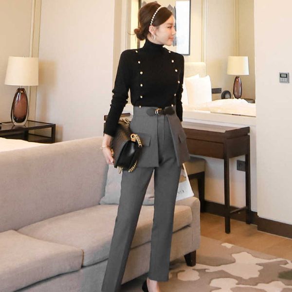 elegant suit women turtleneck slim button knit & ankle-length pants office ladies pant spring work wear 210529, White
elegant suit women turtleneck slim button knit & ankle-length pants office ladies pant spring work wear 210529, White