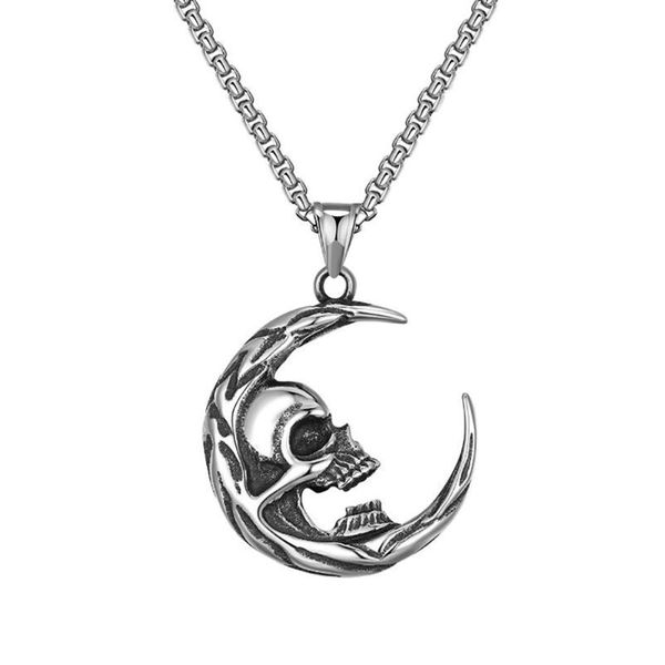 chains stainless steel punk rock men skull crescent moon pendant necklace vintage halloween day's gift for him with chain, Silver
chains stainless steel punk rock men skull crescent moon pendant necklace vintage halloween day's gift for him with chain, Silver
