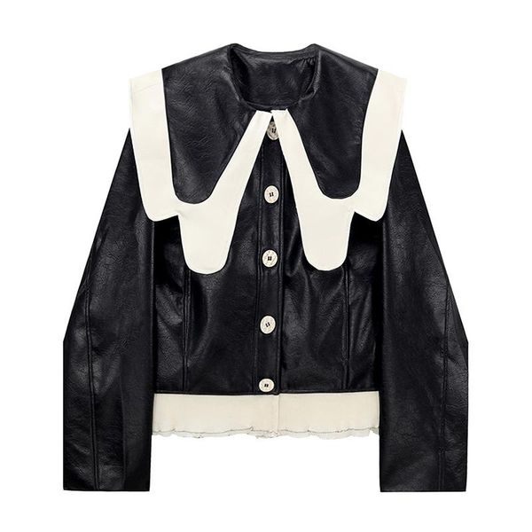 women's jackets pu faux leather jacket women loose casual outwear korean style spliced black coat 2021 autumn vintage chic, Black;brown
women's jackets pu faux leather jacket women loose casual outwear korean style spliced black coat 2021 autumn vintage chic, Black;brown
