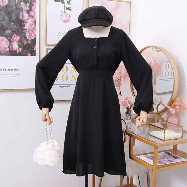 casual dresses solid elegant women dress square collar high waist ladies fashion long sleeves knee-length a-line vintage female, Black;gray
casual dresses solid elegant women dress square collar high waist ladies fashion long sleeves knee-length a-line vintage female, Black;gray