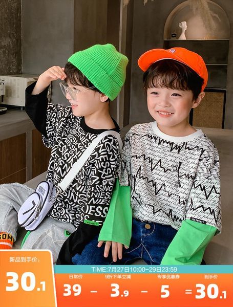 pure cotton boy printed fake two piece long sleeved t shirt big baby style western autumn korean, Blue
pure cotton boy printed fake two piece long sleeved t shirt big baby style western autumn korean, Blue