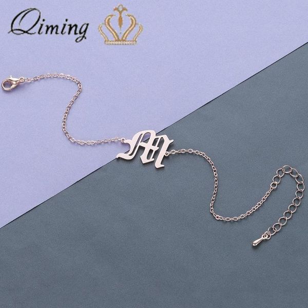 link, chain qiming letter m simple bracelet homme rose gold vintage jewelry personalized old english font girlfriend gift fashion bracelets, Black
link, chain qiming letter m simple bracelet homme rose gold vintage jewelry personalized old english font girlfriend gift fashion bracelets, Black