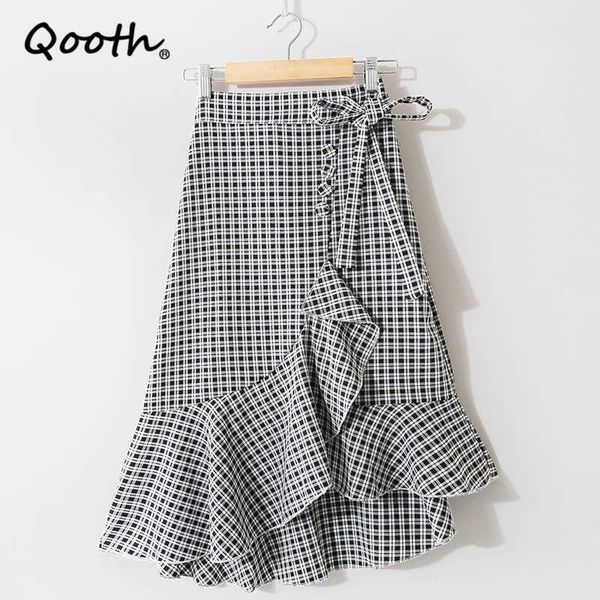 qooth plaid ruffled irregular length skirt spring summer button bowknot high waist slimming mid-length sweet qt566 210609, Black
qooth plaid ruffled irregular length skirt spring summer button bowknot high waist slimming mid-length sweet qt566 210609, Black