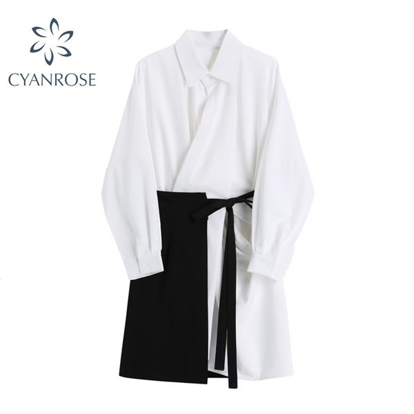fashion designer long sleeve dress female spring autumn lace up black white ladies shirt dresses korean slim two-piece 210515, Black;gray
fashion designer long sleeve dress female spring autumn lace up black white ladies shirt dresses korean slim two-piece 210515, Black;gray