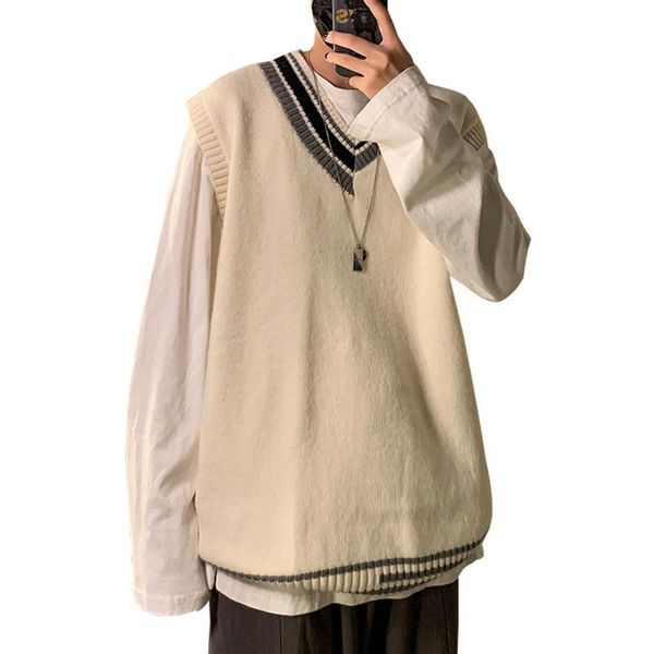 men's sweaters 2021ss harajuku asymmetry embroidered sleeveless vest sweater knitted streetwear retro men knit v-neck pullover, White;black
men's sweaters 2021ss harajuku asymmetry embroidered sleeveless vest sweater knitted streetwear retro men knit v-neck pullover, White;black